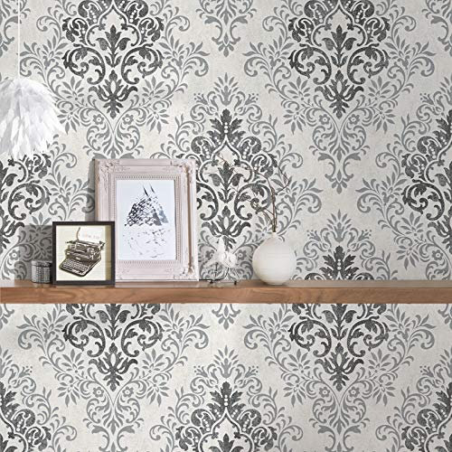 Papier peint intissé baroque Tapisserie 339241 33924-1 Jette Jette 4 | Gris/Argent/Noir/Anthracite | Rouleau (10,05 x 0,53 m) = 5,33 m²