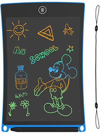 GUYUCOM Tavoletta da disegno LCD da 8,5 pollici per scrivere e tavoletta magica per bambini con linee colorate e luminose, ottimo regalo per bambini di 3 4 4 5 6 7 anni (blu)