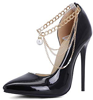 Zapatos de tacón alto con punta de punta de aguja para mujer de 12 cm, zapatos de fiesta fáciles de caminar para mujer, talla grande Z8821s, Negro , 44 EU
