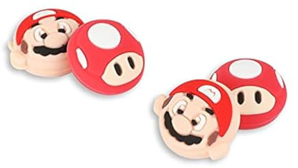 PERFECTSIGHT Switch Thumb Grips, Cute Joystick Caps for Nintendo Switch OLED/Lite, 4 PCS Thumbstick Cover, Analog Stick Button Cover for NS Joycon Controller (Red MLA & Mushroom)