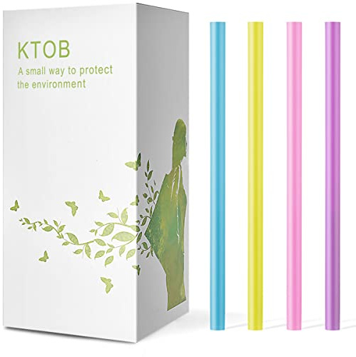 100 Count 100% Compostable PLA Jumbo Smoothie Straws-2/5 Wide X 8 1/4 Long KTOB Biodegradable Colorful Disposable Drinking Straws-Eco Friendly Plant-Based Plastic Milkshake Straws
