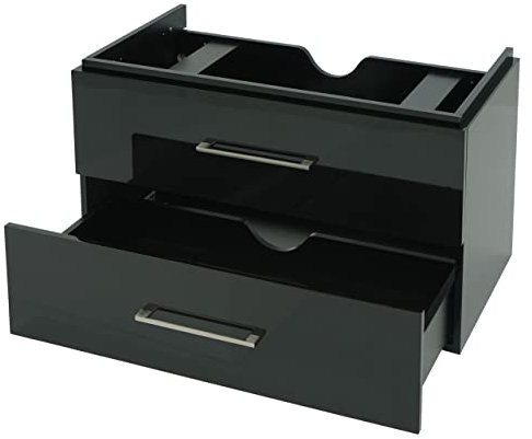 Mendler Premium Waschbeckenunterschrank HWC-D16, Waschtischunterschrank Waschtisch Badmöbel, Hochglanz 90cm - schwarz