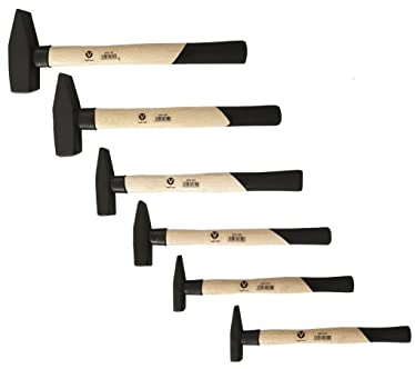 Martello da fabbro, set da 6 pezzi, 100/200/300/800/500/1000 g