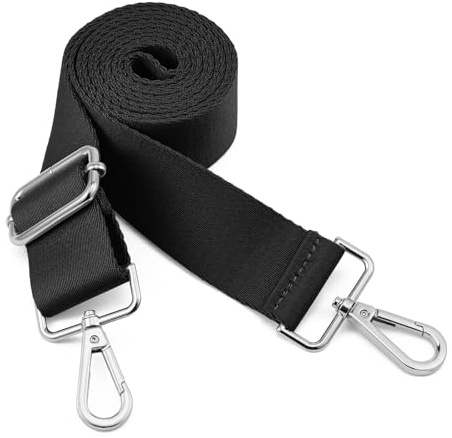 QIUTIMIY Shoulder Strap, Adjustable Thick Soft Universal Replacement Non-Slip Comfort with Silvery Buckles for Shoulder Bag/Messenger Bag/Crossbody Bag (Black)