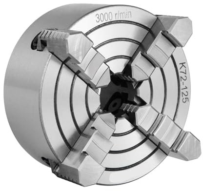 CIJIAOPOYU Mandril de Torno de 4 mordazas K72-125 125 mm/K72-100 100 mm Mandril de Torno de Metal de mandíbula Reversible Independiente Accesorios de máquina de torneado(K72-100 100mm)