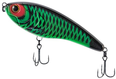 Dr. Fish Jerkbait wobbler för gädda 130 mm/57 g fiskedrag för gädda gös rovfisk, konstbete, långsamt sjunkande öring, bete, wobbler i fångande färger, fisketillbehör sötvatten saltvatten (Rhombus)