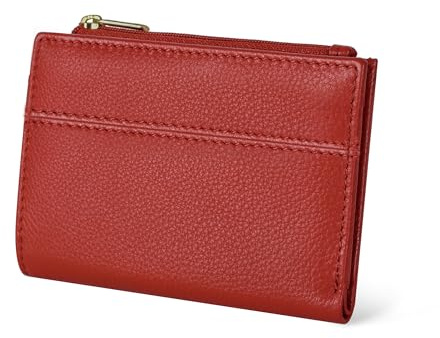 Full Grain Leather Wallet for Ladies - Small RFID Bifold Coin Purse ID