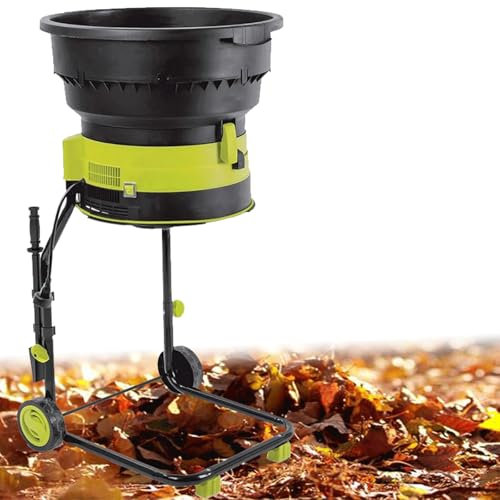 Electric Leaf Mulcher Shredder, 2500W Corded Garden Compost Shredder Crusher with Power Cord, 8000rpm Leaves Chippers, Shredders and Mulchers with Wheels, Diameter 54CM for Yard Cleanup(Machine+30m)