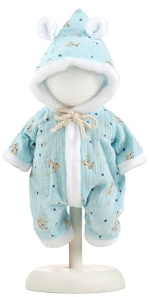 Llorens 1025920 dockkläder för 32 cm dockor, blått pyjamasset med sött rådjur, dockpyjamas med huva, docktillbehör