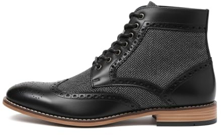 TruClothing Men’s Wingtip Brogue Ankle Boots Leather Lined Chukka Dress Shoes - Black 9