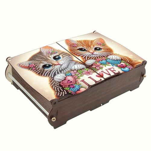 CXINLky Diamond Art Painting, scatola portaoggetti, per pittura a diamante, grande capacità, fai da te, scatola regalo, gatto 01