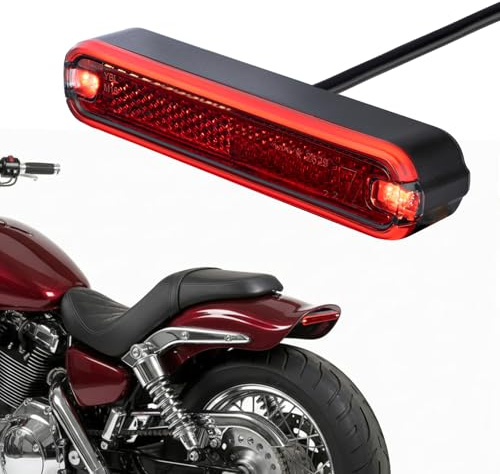 evermotor Luce Freno con Fanale Posteriore LED Moto, 6-12V, IP67 Impermeabile, Cavo 900mm, M18, Certificato CE e Omologato StVZO, Facile Montaggio per Moto, Biciclette ed E-Bike