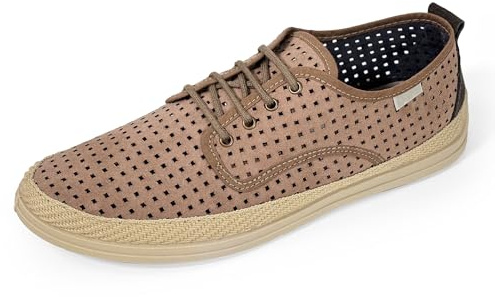 JOMIX Alpargatas Hombre Verano Transpirables con Cordones Zapatos Casual Bajos Empeine Perforado Suela de Goma Made in España