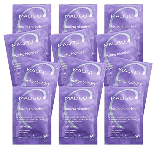 Malibu C Blondes Wellness Remedy - Removes Discoloration from Bleached, Highlighted or Natural Blonde Hair + Restores Vibrance and Shine with Vitamin C Complex (12 Packets)