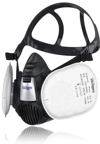 Dräger X-plore 3500 avec 2 filtres Pure P3 - Masque respiratoire Demi-masque pour la construction, la rénovation et le ponçage - Masque anti-poussières, particules - Taille S