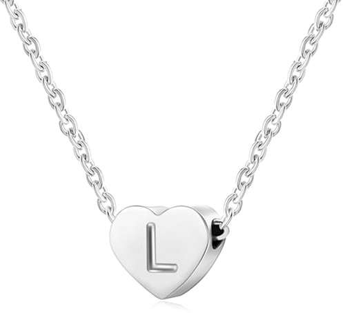Halsband med initial/bokstav för kvinnor, personligt choker-halsband i silver med en liten initial eller bokstav, kärlek, hjärta, för flickor, Rostfritt stål
