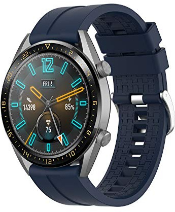 Kompatibel med Huawei Watch GT5/GT4GT3/GT2 46 mm/GT2 Pro Armband Silikon Vattentätt Sport Armband Ersättningsband, 22mm klockarmband för Män/Kvinnor, Mörkblå