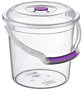 Heavy Duty Clear Plastic Bucket with Lid & Carry Handle Kitchen Garden Cleaning Water Animal Bird Feed Pet Food Storage Container (10 Litre)