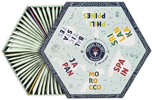 ACORUS - Assortiment Thé de Voyage vol. II, 6 Saveurs de Différentes Destinations, Découvrez le Monde avec une Tasse de Thés, Coffret Cadeau Boite a The Naturelles, 60 Sachet de Thé