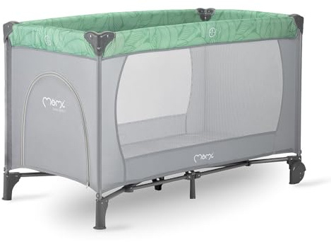 Momi Cuna de Viaje BELOVE, para niños de hasta 15 kg, Ancho 65 x Largo 125 x Alto 78 cm (Plegable 21 x 23 x 80 cm), Cuna de Viaje para niños con colchón, 2 Ruedas, Bolsa de Transporte