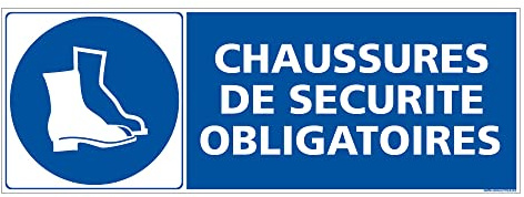 Signalétique.biz France - Panneau Obligation Port des Chaussures de Securite 210 x 75 mm Adhesif