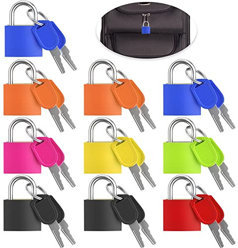 Taiyeestar 10 Stück kofferschloss, kofferschloss mit schlüssel, schlösser mit schlüssel, gepäckschloss mit schlüssel vorhängeschloss klein für Koffer, Rucksack, Tasche, Schließfach, Tagebuch (Bunt)