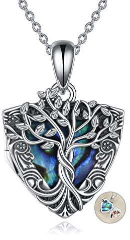 YAFEINI Baum des Lebens Medaillon Halskette Sterling Silber Schild Medaillon Halskette, die Bilder Baum des Lebens Medaillon Anhänger Geschenke für Frauen Männer hält