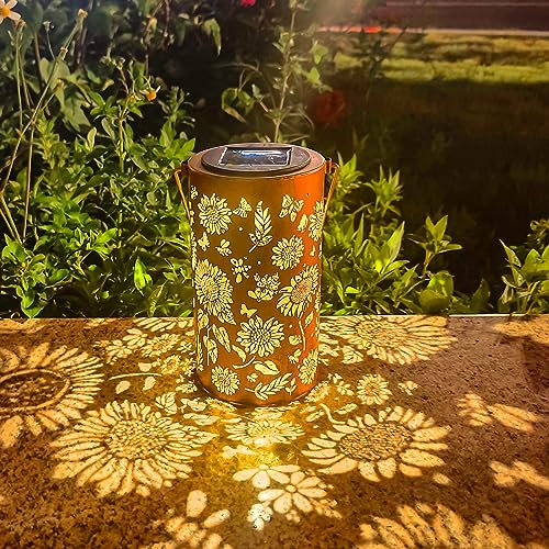 Cawabocy Christmas Gifts for Women Mum Grandma Birthday, Sunflower Solar Lanterns Garden Decorations, Solar Garden Lights for Patio Yard Pathway