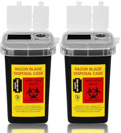 ATOMUS 2 contenitori per tatuaggi neri da 1 l, in plastica, taglienti, per la distruzione del tatuaggio