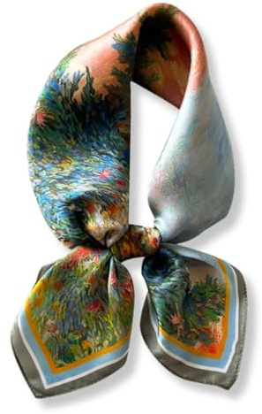 PoeticEHome Foulard in 100% Seta di Gelso Pura - Sciarpa Quadrata Donna Collo e Testa con Confezione Regalo - 68x68 cm