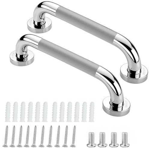 Barra de agarre antideslizante para baño, acero inoxidable 304, mango de seguridad para interiores y exteriores, para cocina, dormitorio, baño, ducha y escaleras (30 cm-2 unidades)
