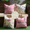 4er Set Kissenbezug 40x40 cm Kissenbezüge Wasserfest Frühling Sommer Sofakissen Bauernhaus Dekokissen Leinen Kissen Blumen und Vögel Decor Kissenhülle für Outdoor Balkon Terrasse Patio Garten， Rosa