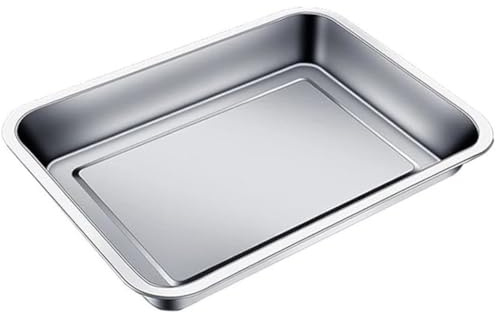 Vassoio da forno in acciaio inox, vassoio rettangolare per cuocere e servire (39,5 x 29,5 x 4,8 cm)