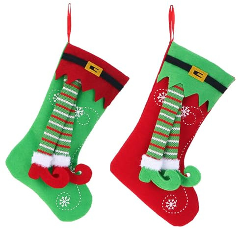 Juego de calcetines de Papá Noel,Shibida 2 unidades calcetines de Navidad para colgar,calcetines de Papá Noel,navideña para chimenea y árbol de Navidad deales para decoración de y regalos de Papá Noel