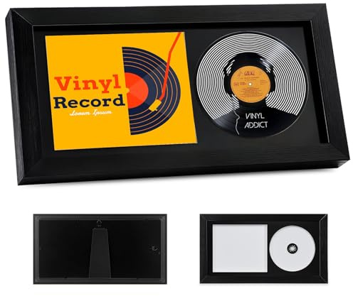 Marco de música para CD, marco de plástico, marco de CD, marco de música, 35 x 19 cm, giratorio 360°, marco de pantalla de CD, marco de cubierta de álbum para salón