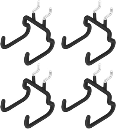 POPETPOP Lochwandhaken 4 Stück Stahl mit Gummibeschichtung Werkzeugsicherung Werkzeughalter Garage Werkstatt Organizer für Bohrmaschinen Zangen und Handwerkzeuge