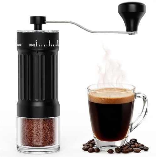 Euqvunn Molinillo Café Manual con Muela Cerámica, 40 Ajustes de Molienda Precisos para French Press, Pour-Over, Moka Pot y Más, Capacidad de 30g