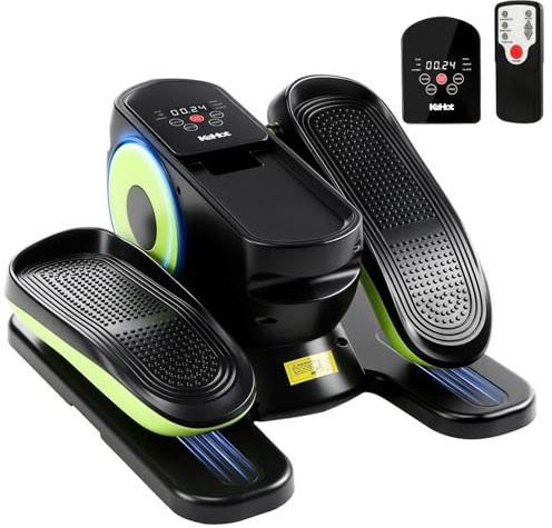 Entrenador elíptico bajo mesa para el hogar, 2 en 1, bicicleta elíptica eléctrica con 16 velocidades y 3 modos automáticos, entrenador de pedales para personas mayores con mando a distancia