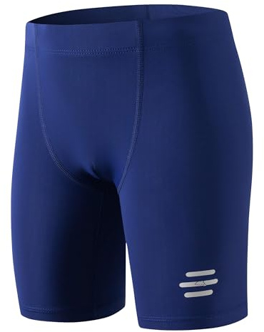 Havideto Boys Jammer Swimming Trunks Safety Reflective Strip UPF 50+ Chlorine Resistant Endurance Kids Training Swim Shorts with Adjustable Drawstring Navy 9/10 yrs
