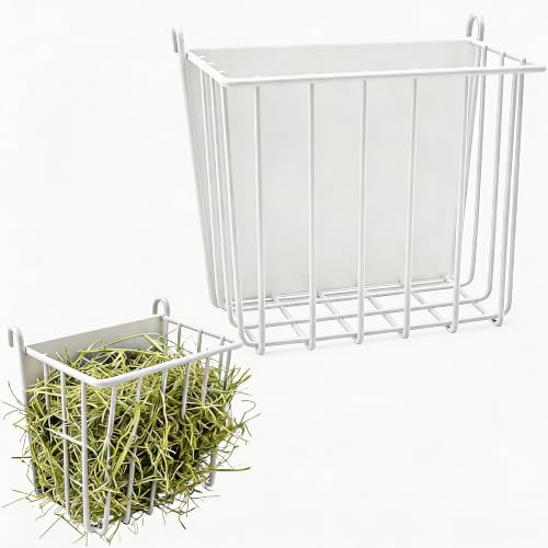 ZYQUES Hay Feeder Rabbit Metal, White Guinea Pig Hay Rack Large Cage Food Dispenser for Guinea Pig Hay Chinchilla Bunny Ferret Small Animal Accessories
