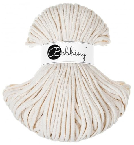 Bobbiny - Corda di macramè, 5 mm di spessore, colore Natural, in 100% cotone, 100 m