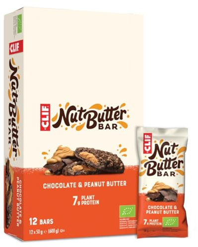 CLIF Nut Butter Bar | Protein Bar | Chocolate & Peanut Butter | Organic |12 x 50 g