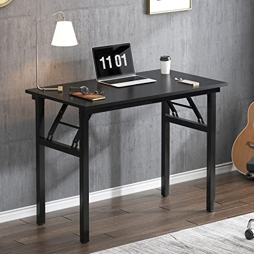 SogesHome Hopfällbart datorskrivbord – enkelt arbetsrum, PC kontorsskrivbord 80 x 40 cm hörn för hemmakontor litet skrivbord, ej monterad, svart AC5CB-8040-SH