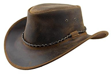 Black Jungle Kimbolton Lederhut, Westernhut, Australienhut, Cowboyhut (Tan, M)
