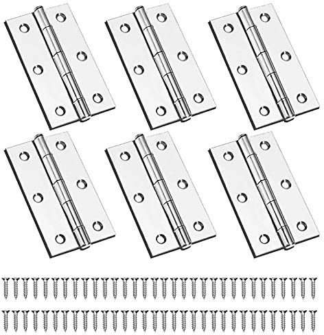 6 Piezas Bisagras De Acero Inoxidable, 75mm × 50mm, Pequeñas y Silenciosas