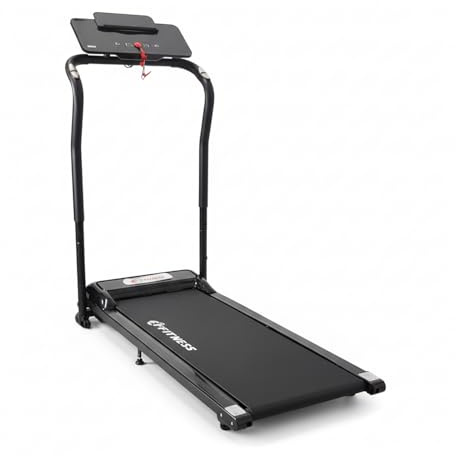 FFitness Tapis Löpband Elektrisk 10 km/H Tyst 1,25 HP 950W Spik 3HP 2300W 12 Program Pulsmätare Svart