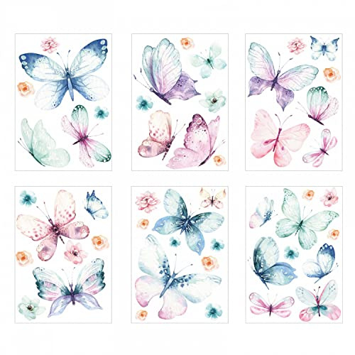 Fensterbilder Schmetterlinge selbstklebend - Statisch Haftende PVC Aufkleber Fensterbild Frühling Ostern Fensterdeko