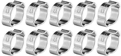 Jadeshay Fascette Stringitubo,10 Pezzi Due Orecchio Fascette Ferro Zincato Stringitubo Morsetto in Acciaio Inossidabile Zincato per Fissare Tubi del Carburante,Dimensioni 11-13 mm