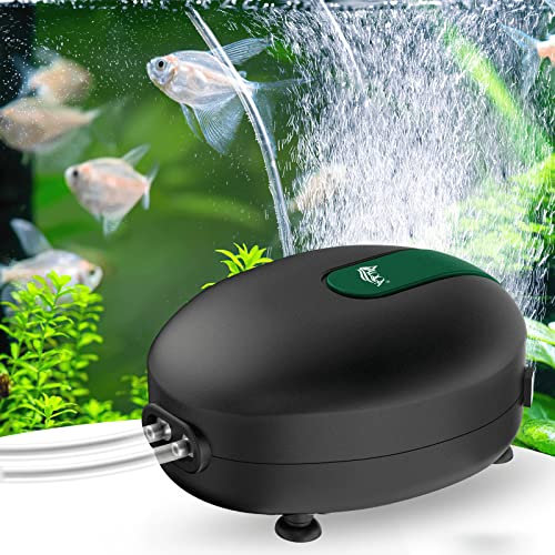 AQQA Aquarium Luftpumpe,Ultra Leise Aquarium Sauerstoffpumpe,8W Einstellbar Leistungsstarke Sauerstoffpumpe mit Doppeltes Auslassventil für 1200L