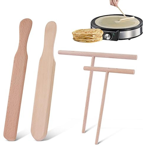 Stendi Crepes Accessori Per Crepes Multifunzione 4Pcs Crepe Spreader Spatola Per Crepes In Legno Distributore Di Crepes A Forma Di T Per Crepes Galettes E Pancakes